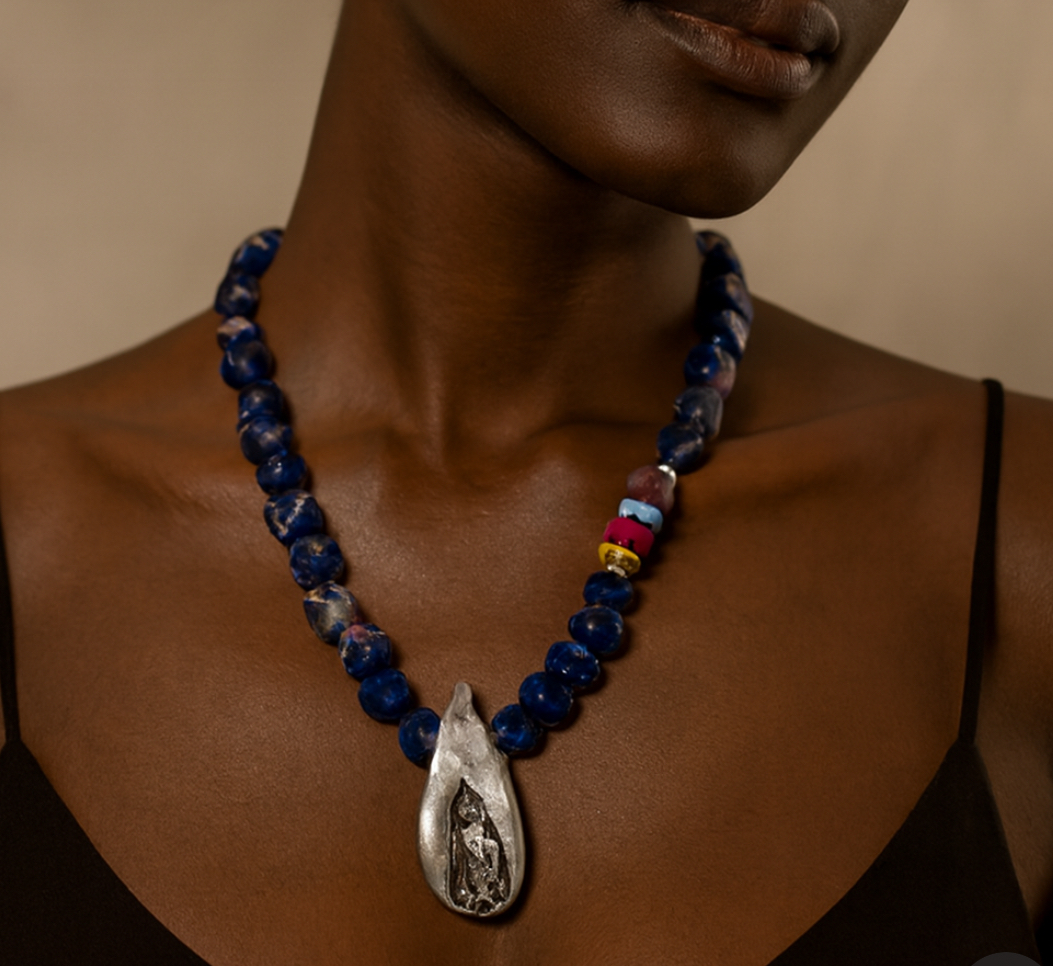 By Seyn el yapımı takı koleksiyonu - Lapis & Gümüş Yaprak